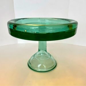 Vintage Recycled Glass Pedestal Cake Stand with Bubbles